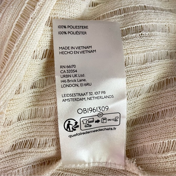 New! By Anthropologie Long-Sleeve Sheer Striped Crop Blouse 26578 - Picture 10 of 11